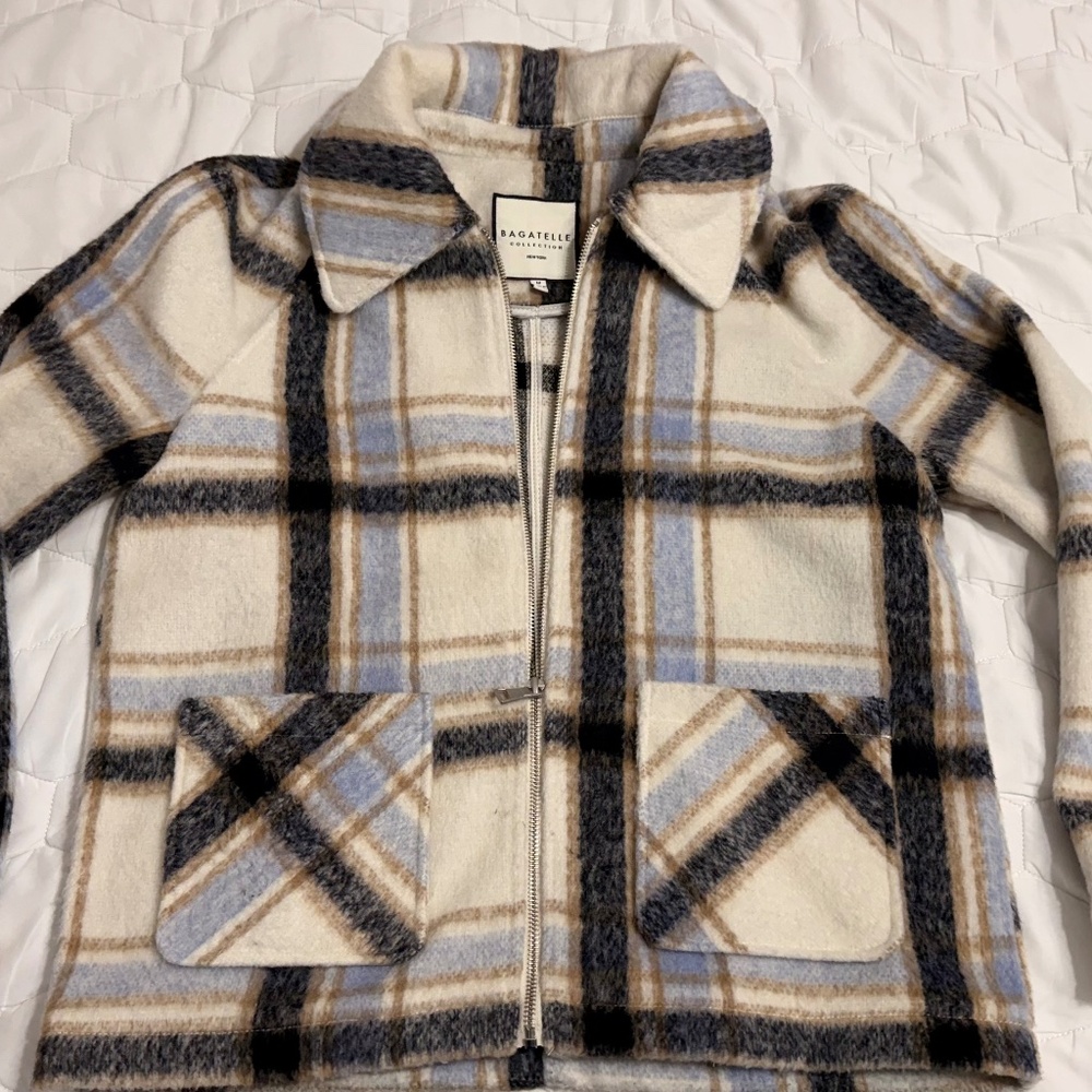 Bagatelle Cropped Plaid Zip-Up Shacket